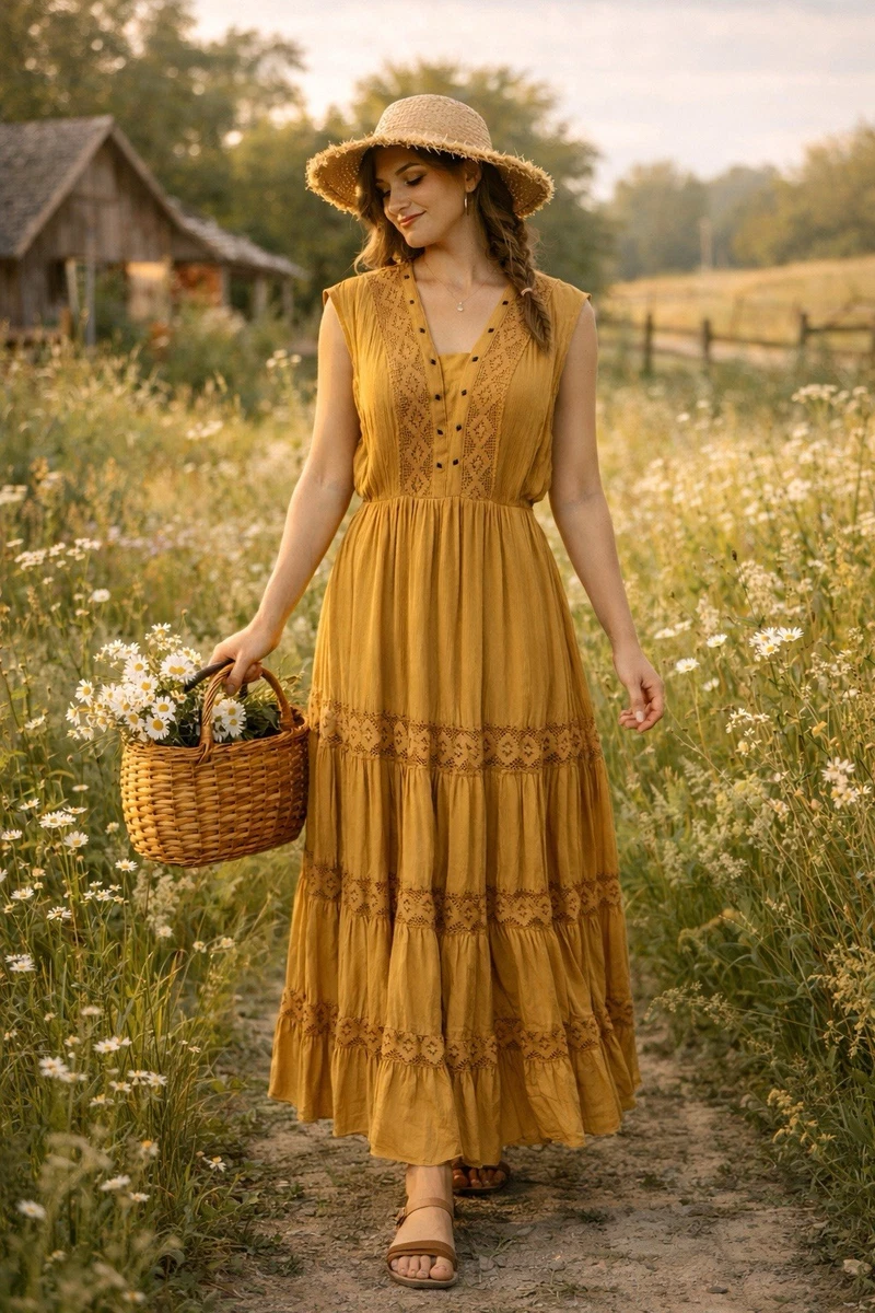 Lace Yellow Maxi Dresses for Women for sale | eBay
