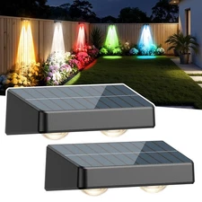 2Pack LED Solar Power Wall Lights Outdoor Garden Waterproof Fence Deck Step Lamp