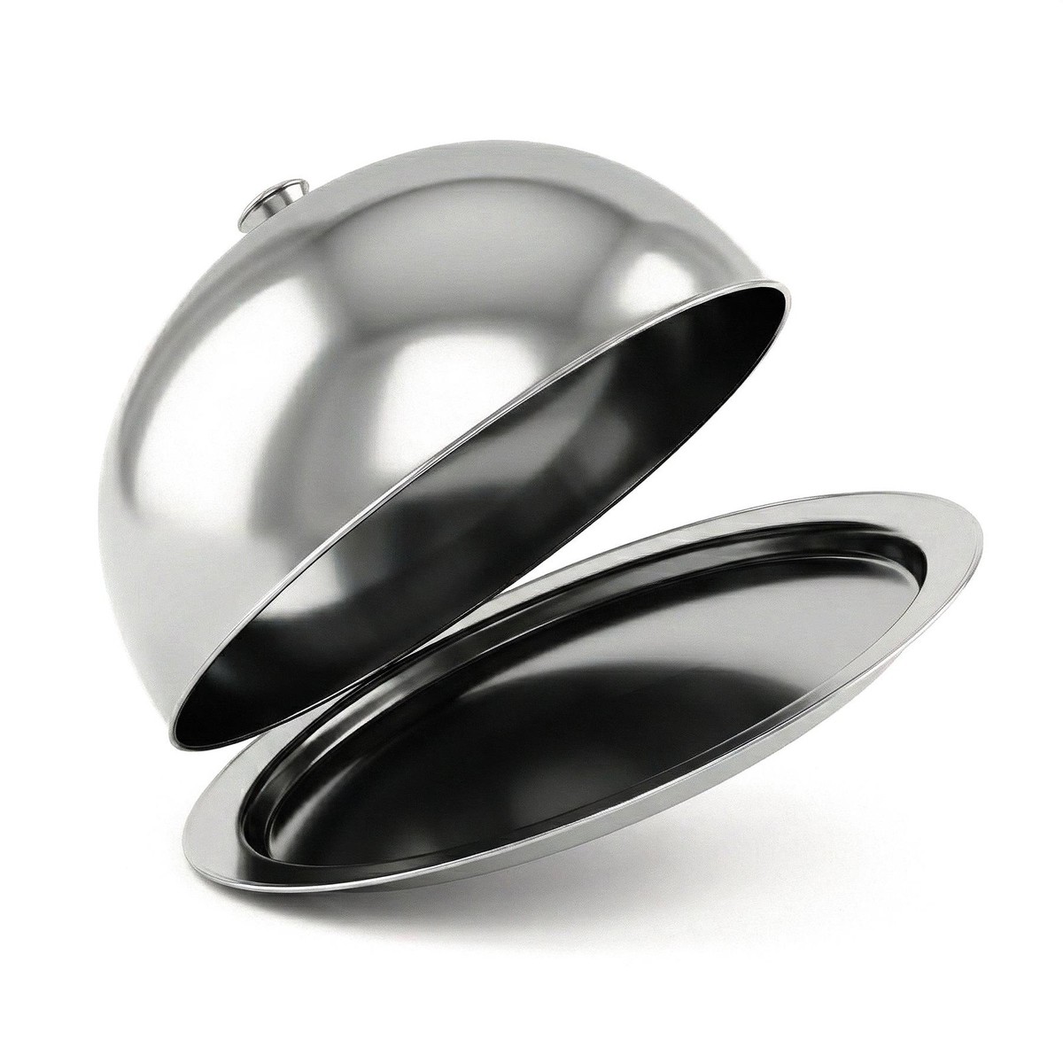 Stainless Steel Cloche Food Cover Dome & Plate Set Burger Steak