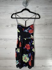 American Eagle Outfitters Dress Womens Small Black Floral Spaghetti Strap