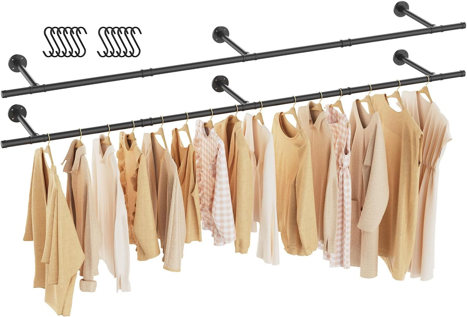 GUOHNEH 211 Cm Tubo Appendiabiti Vintage Industriale, Attaccapanni Da Parete, Ba