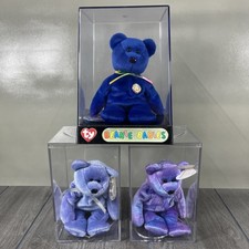 OFFICAL CLUB TY Beanie Baby Clubby I II w/ Errors IV Bears IN CLUB CASE Tags
