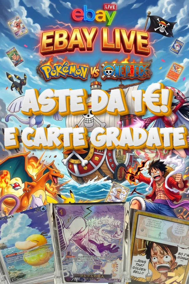 ⚡️ LIVE EBAY: Aste da 1€! Carte singole Pokemon e One Piece e gradate!
