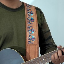 Sangle de guitare en cuir guitares basses acoustiques électriques 3" de...