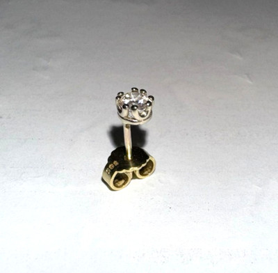 Einzelner Brilliant Herren Ohrstecker 0,25 Ct. Weißgold 750 / Verschl. GG. 585