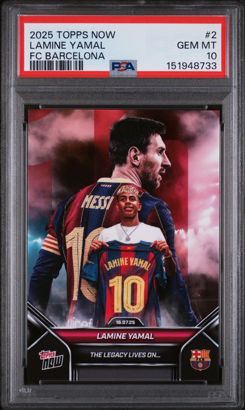 2025-2026 TOPPS NOW FC BARCELONA #2 LAMINE YAMAL PSA 10