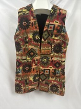 Vintage ALADDIN TAPESTRY VEST Fully Lined Boho Aztec Womens Size S