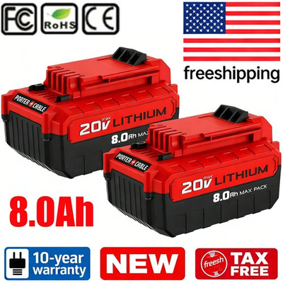 #ad #ad 2PACK for PORTER CABLE 20V 20 Volt Max Lithium Battery PCC680L PCC685L 8.0Ah US $37.69