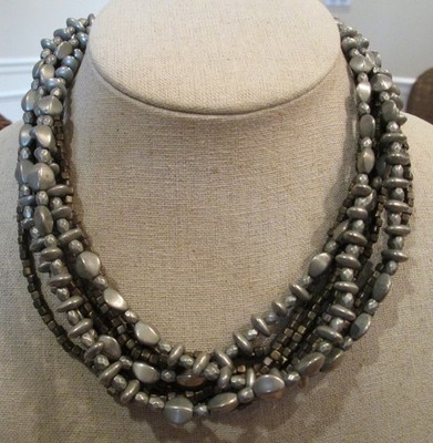 Premier Designs WEAR IT NOW Necklace Multi Strand Pewter beaded  Statement