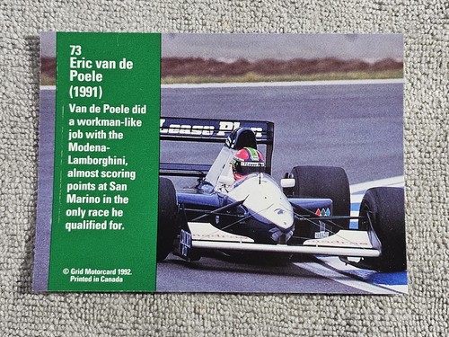 1992 Grid Motorcard Formula 1 Eric van de Poele #73 - Picture 2 of 2