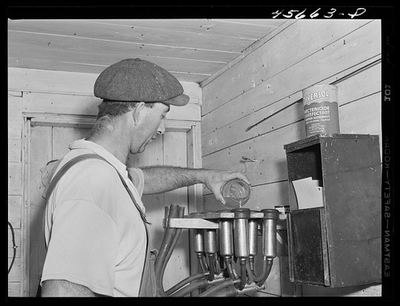 #ad Photo:Fairfield Vermont William Gaynor 1941 Milk House Dairy Farmer FSA $13.49