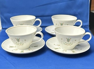 Set of 4 Noritake China Plymouth 6371 Cups and Saucers Vintage 1960s