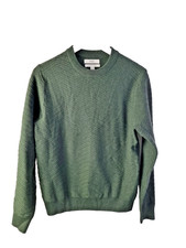 M S Men's Cotton Blend Jumper Size S Green Chevron Long Sleeve NEW