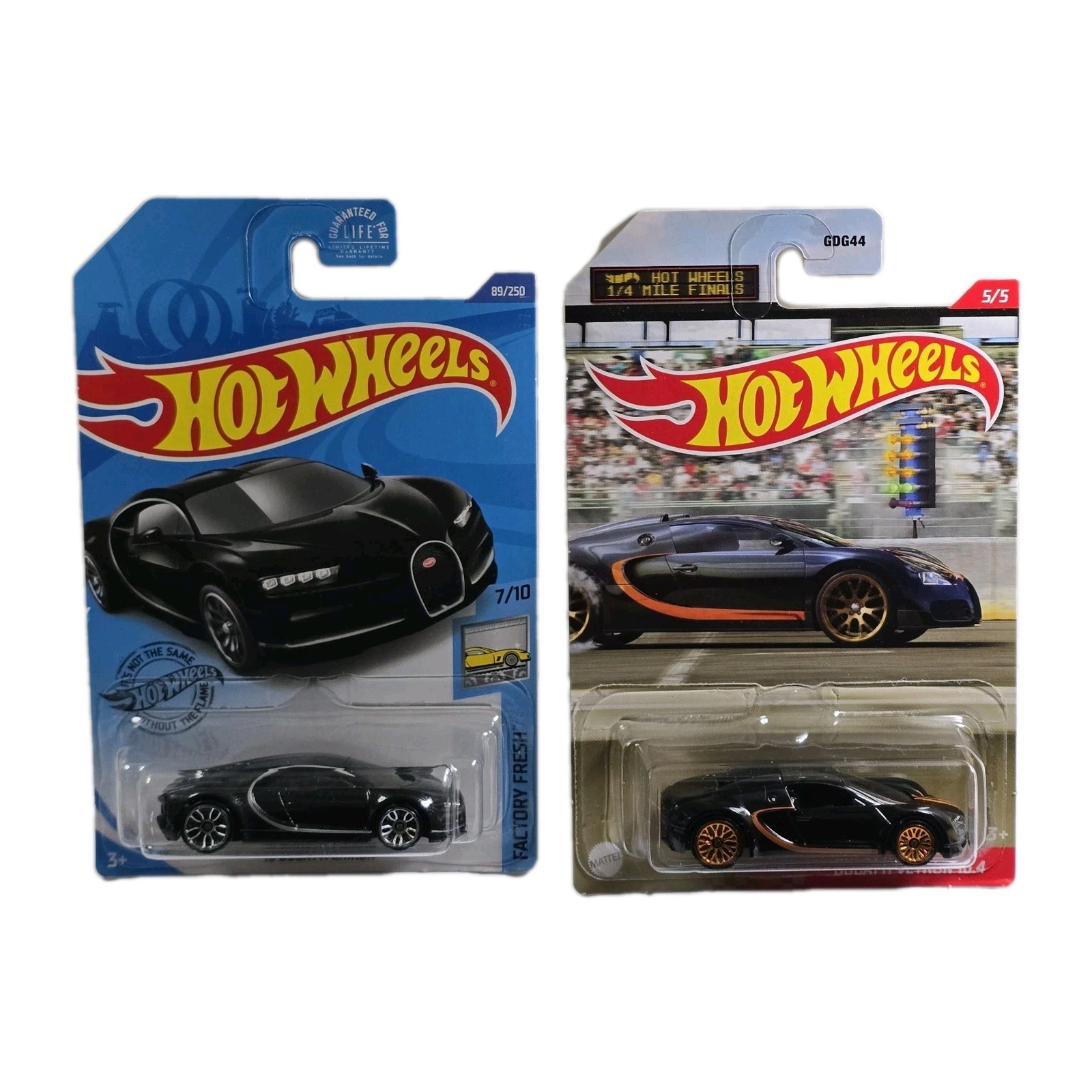 Hotwheels 2016 Bugatti Chiron & 2021 Veyron 16.4 1/4 Mile Finals Black/Orange