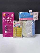 Vintage NOS Water Proof Cloth Diaper Covers Washable Diaper Pins Sealed
