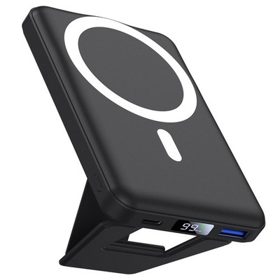 Für Mag-Safe Powerbank 10000mAh, AOGUERBE Magnetisches Tragbares Ladegerät, Schwarz 