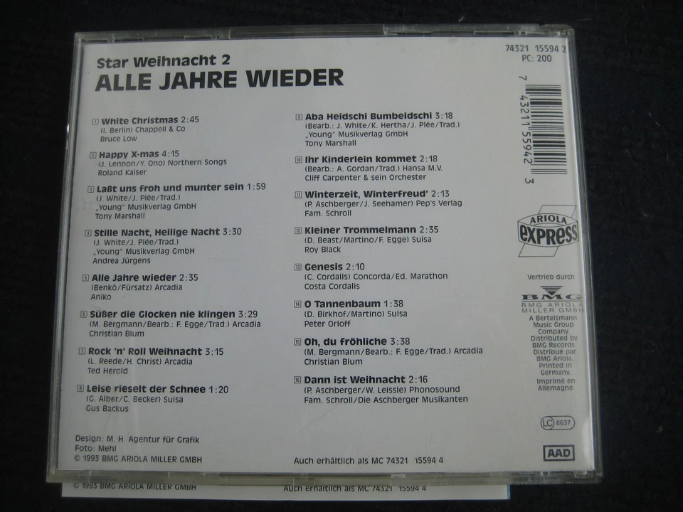 CD Star Weihnacht 2 Alle Jahre wieder Gus Backus Roy Black Peter Orloff - Bild 3 von 4