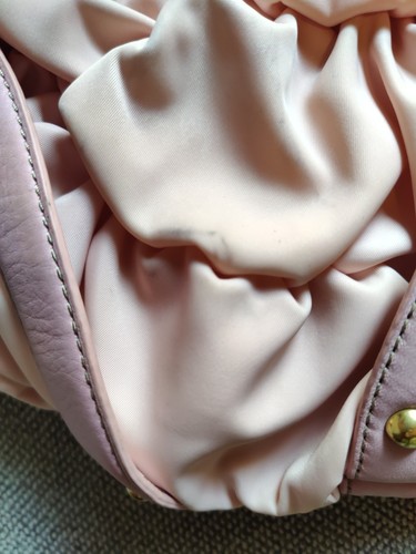 Juicy Couture Pink Ruffled Handbag Gold Accent Y2K Bling Crown Logo Vintage - Picture 12 of 13