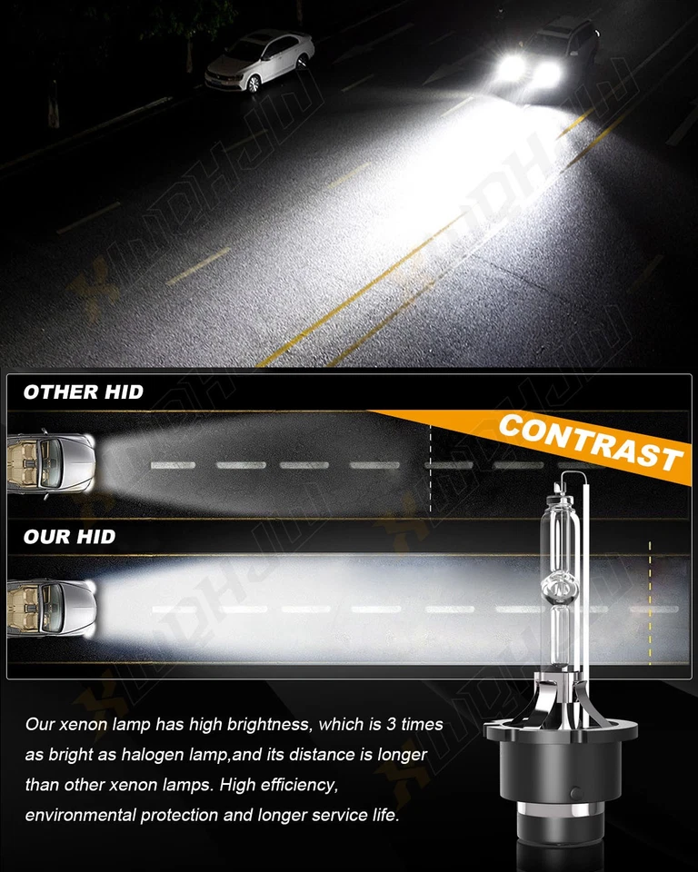 2x D2S 50W 5000K HID Xenon Replacement Low/High Beam Headlight Lamp Bulbs - Изображение 3 из 4