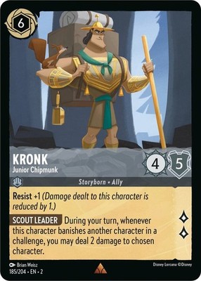 DISNEY LORCANA TCG Rise of the Floodborn Kronk Junior Chipmunk Rare 185/204