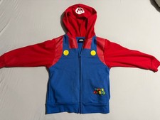 Super Mario Boys Hoodie Jacket Size XS Cosplay Zip Sweatshirt Kids Costume