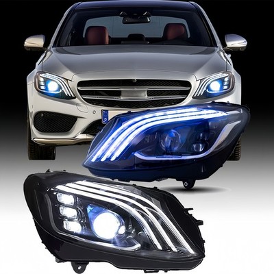 Upgrade Benz S Style LED Headlights For 2015-21 Mercedes C-Class W205 Front Lamp