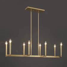 Willa Arlo Marbleton 8 - Light Steel Dimmable Linear Chandelier Vintage Brass