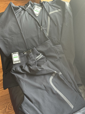 Under Armour Men's Black Loose Fit Tracksuit Set Jacket & Pants Size L