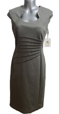 NWT Calvin Klein Sheath Dress Womens Size 4 Light Gray Sleeveless Knee 89.98