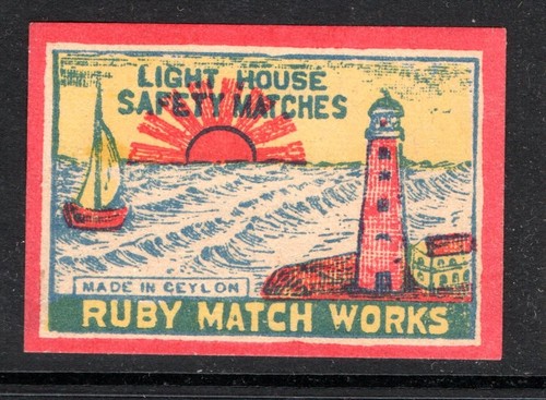 MATCHBOX ETIKETTEN CEYLON - Leuchtturm, Ruby Match - **