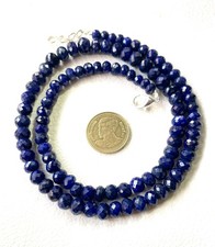AAA Blue Sapphire Faceted Rondelle Beads Necklace 6-9 MM Faceted Sapphire Beads