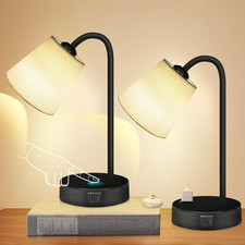 Dimmable Touch Table Lamps Set of 2 with USB Ports for Bedroom  Office