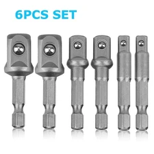 6PCS Impact Grade Socket Adapter Set, 1/4", 3/8",1/2" Drive Drill Socket Adapter