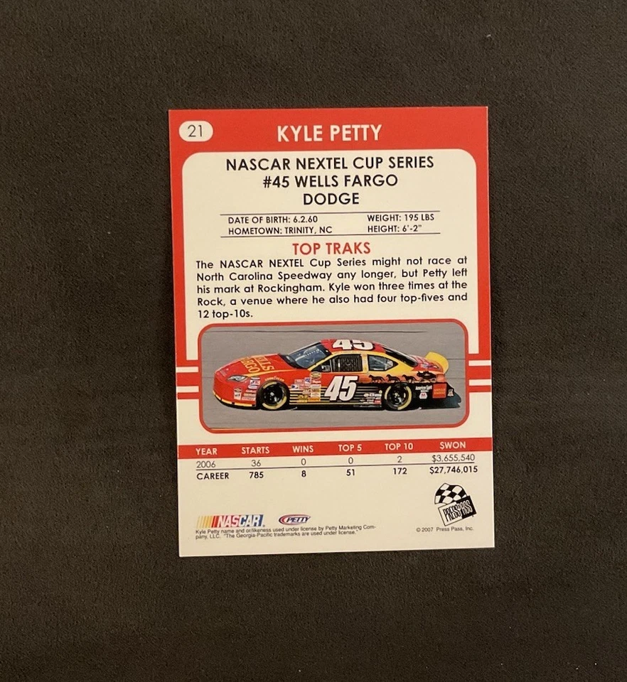 Kyle Petty 2007 Press Pass “Nascar Nextel Cup Series” #21 Traks - Image 2 of 2