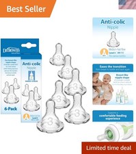 Medium-Fast Flow Baby Bottle Nipples by Dr. Brown's - 6 Pack for 6