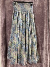 Vintage Ralph Lauren shirred band, tiered colourful paisley prairie maxi Skirt