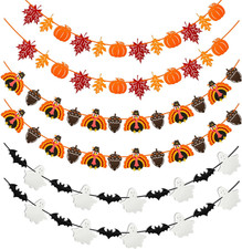 Fall Thanksgiving Garlands Halloween Banner Decorations for Home 6 Pcs