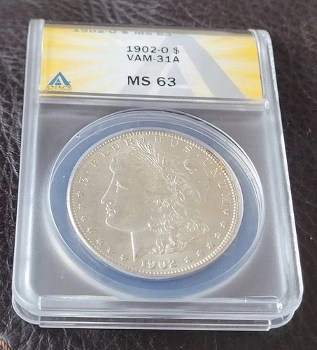 1902-O Morgan Silver Dollar VAM-31A Variety. Graded MS 63 by ANACS
