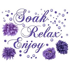 Bathroom Wall Decals Soak Relax Enjoy Spa Wall Decor Stickers Purple