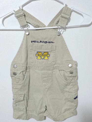 Vintage 1990s Embroidered University Of Michigan Overalls Youth Size 24 Months - Picture 2 of 10