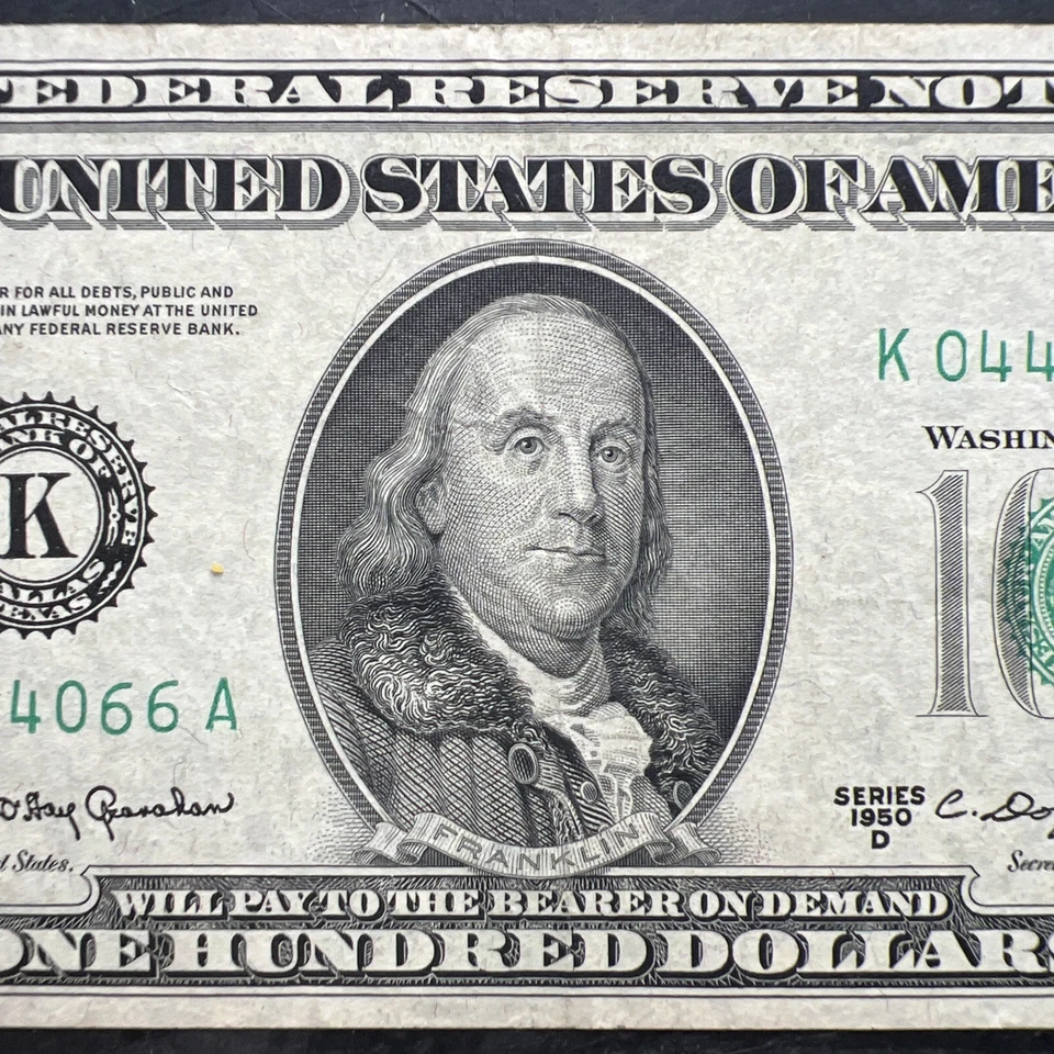 1950 ONE HUNDRED DOLLAR BILL FEDERAL RESERVE NOTE - Image 3 of 4