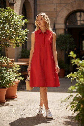 Vineyard Vines Poplin Popover Dress Racing Red Women's L NWT Imperfections