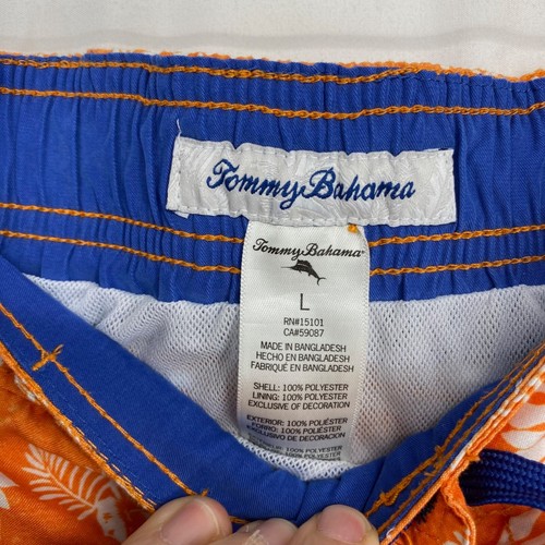 Tommy Bahama Boys Large Swim Shorts Trunks Orange Floral Bird Print Mesh Lined - Picture 4 of 7