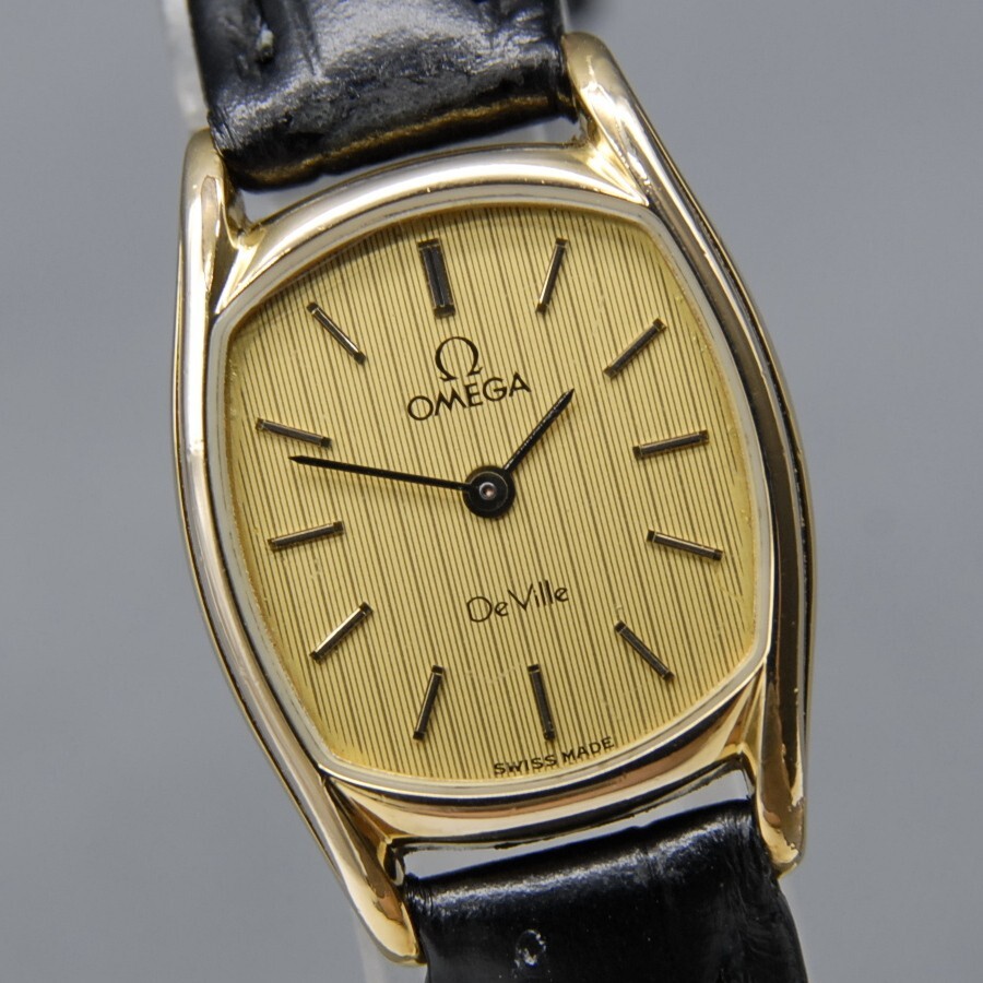 Vintage [ EXC+5 ] OMEGA De Ville Cal.1387 20mm Gold Push Crown QZ