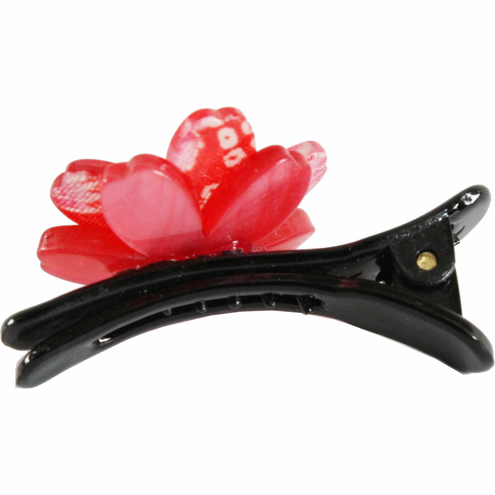 Japanische Haarspange Aus Chirimen-Stoff – Oval, Mit Strasssteinen, 10x3,8 Cm – Für Kimono & Cosplay