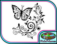 Butterfly Flower C Vinyl Sticker Vehicle Car Van Poster Wall Art Window Decal