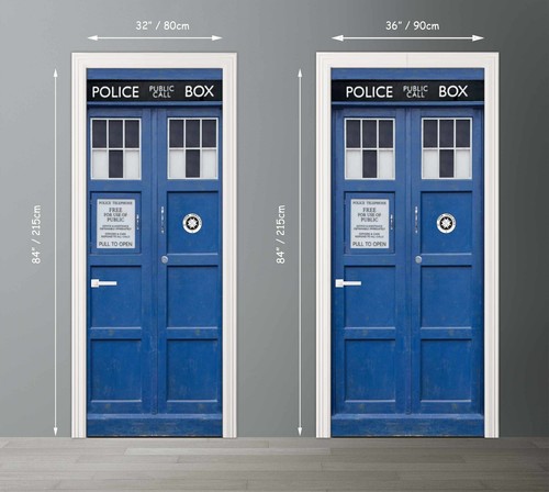 Blue police box Door mural Public call Cover Peel and Stick 3d Decal design idea - Picture 4 of 12