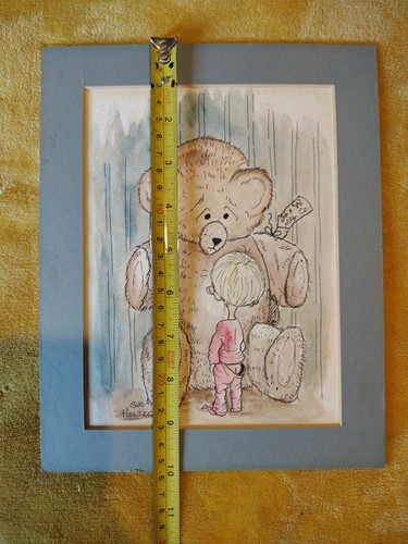 Stuffed Bear And Child Sue Holtzclaw Watercolor Matted 8x10" - Picture 9 of 10