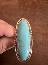 Native American Womens Navajo Blue Green Turquoise Stunning Large Ring Size 6 B