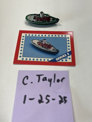 Micro Machines 1987 Galoob Civilian Tug Boat Red, White & Green W Card Vintage